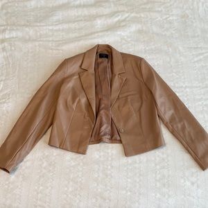 Tahari Faux Leather Tan Blazer — Size M